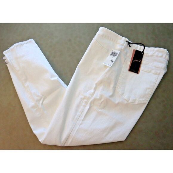 Jen 7 Women's Sz 16 White High Waist Chew Hem Crop Ankle Straight Jeans $109 - Picture 8 of 10